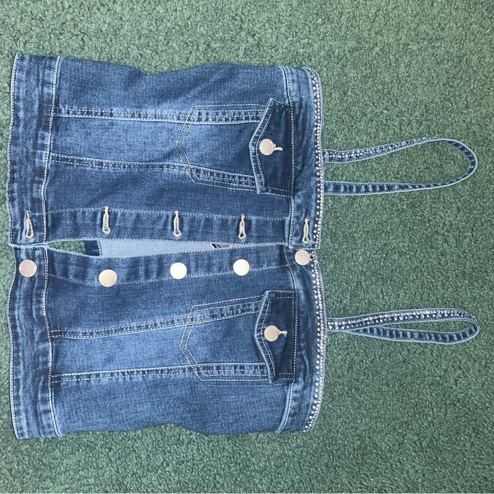 bebe Blue Denim Tank Top